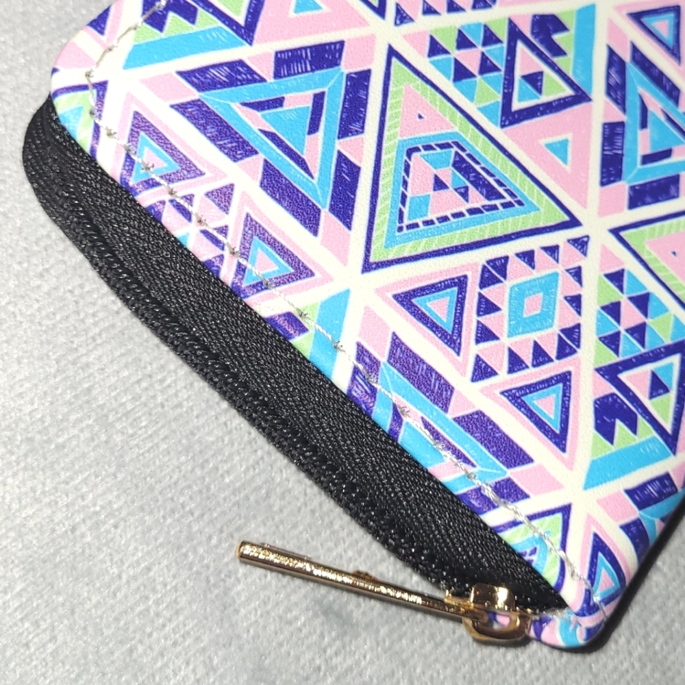 Geometric Patterned Zip-Around Wallet - Picture 9 of 16